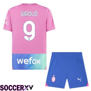 AC Milan (Giroud 9) Kids Third Soccer Jersey Rose 2023/2024