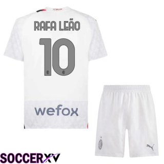 AC Milan (Rafa Leão 10) Kids Away Soccer Jersey White 2023/2024