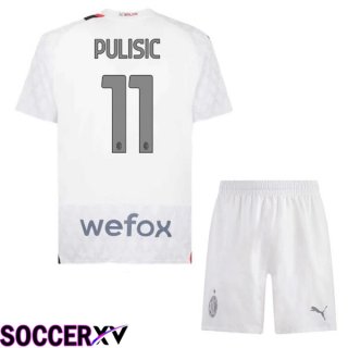 AC Milan (Pulisic 11) Kids Away Soccer Jersey White 2023/2024