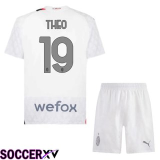 AC Milan (Theo 19) Kids Away Soccer Jersey White 2023/2024