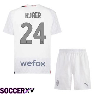 AC Milan (Kjaer 24) Kids Away Soccer Jersey White 2023/2024