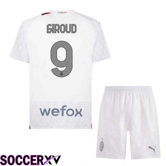 AC Milan (Giroud 9) Kids Away Soccer Jersey White 2023/2024