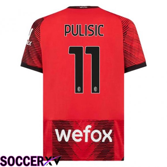 AC Milan (Pulisic 11) Home Soccer Jersey Red 2023/2024