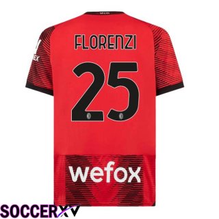 AC Milan (Florenzi 25) Home Soccer Jersey Red 2023/2024