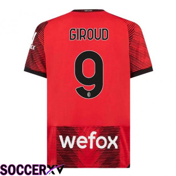 AC Milan (Giroud 9) Home Soccer Jersey Red 2023/2024