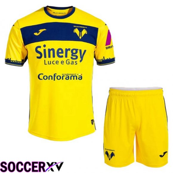 Hellas Verone Kids Away Soccer Jersey Yellow 2023/2024