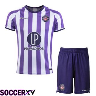 Toulouse Kids Home Soccer Jersey Purple White 2023/2024