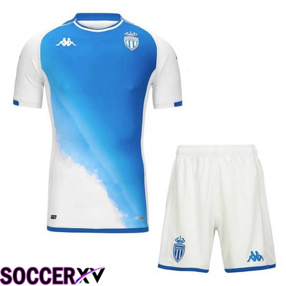 AS Monaco Kids Third Soccer Jersey Blue White 2023/2024