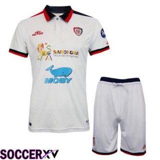 Cagliari Calcio Kids Away Soccer Jersey White 2023/2024