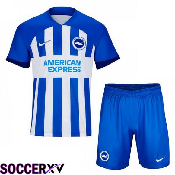 FC Brighton Kids Home Soccer Jersey Blue White 2023/2024