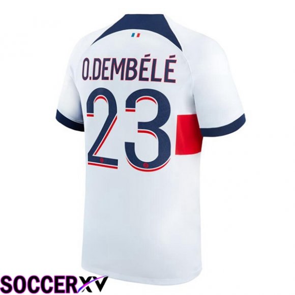 Paris PSG (O.Dembélé 23) Away Soccer Jersey White 2023/2024