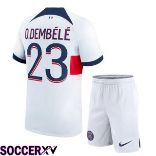 Paris PSG (O.Dembélé 23) Kids Away Soccer Jersey White 2023/2024