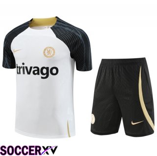 FC Chelsea Training T Shirt + Shorts White 2023/2024