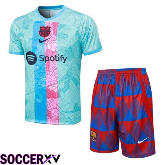 FC Barcelona Training T Shirt + Shorts Blue 2023/2024