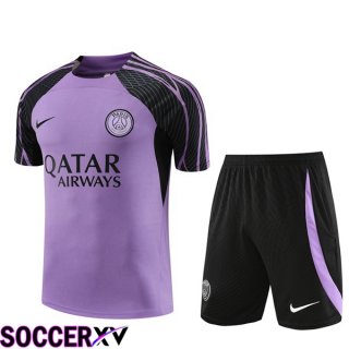 Paris PSG Training T Shirt + Shorts Purple 2023/2024