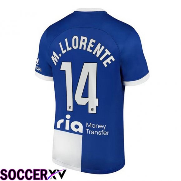 Atletico Madrid (M. Llorente 14) Away Soccer Jersey Blue 2023/2024