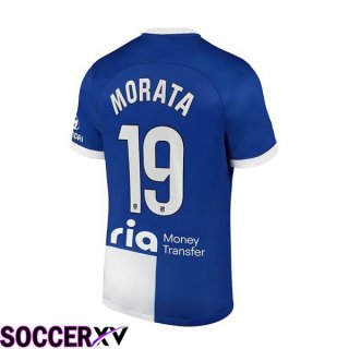 Atletico Madrid (Morata 19) Away Soccer Jersey Blue 2023/2024