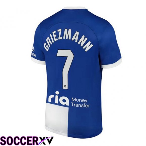 Atletico Madrid (Griezmann 7) Away Soccer Jersey Blue 2023/2024