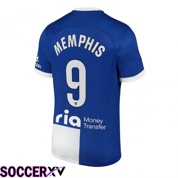 Atletico Madrid (Memphis 9) Away Soccer Jersey Blue 2023/2024