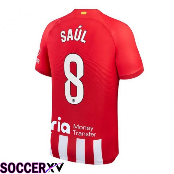 Atletico Madrid (Saúl 8) Home Soccer Jersey Red 2023/2024