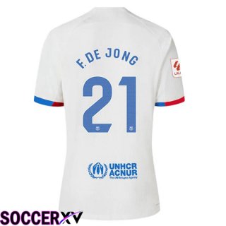 FC Barcelona (F. DE JONG 21) Away Soccer Jersey White 2023/2024