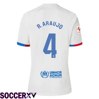 FC Barcelona (R. ARAUJO 4) Away Soccer Jersey White 2023/2024