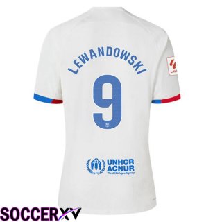 FC Barcelona (LEWANDOWSKI 9) Away Soccer Jersey White 2023/2024