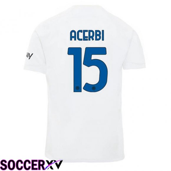 Inter Milan (ACERBI 15) Away Soccer Jersey White 2023/2024