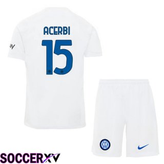 Inter Milan (ACERBI 15) Kids Away Soccer Jersey White 2023/2024