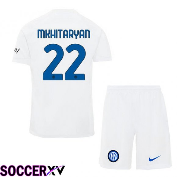 Inter Milan (MKHITARYAN 22) Kids Away Soccer Jersey White 2023/2024