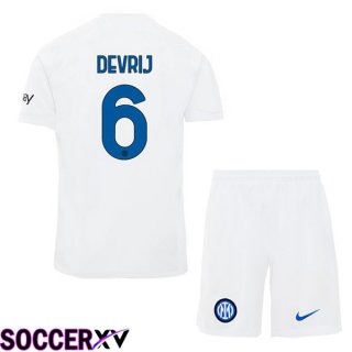 Inter Milan (DE VRIJ 6) Kids Away Soccer Jersey White 2023/2024