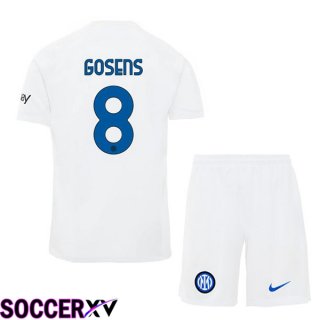 Inter Milan (GOSENS 8) Kids Away Soccer Jersey White 2023/2024