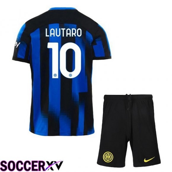 Inter Milan (LAUTARO 10) Kids Home Soccer Jersey Blue 2023/2024