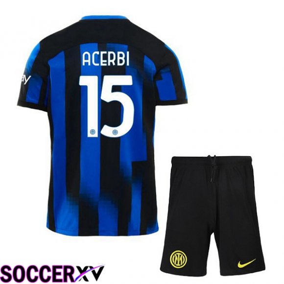 Inter Milan (ACERBI 15) Kids Home Soccer Jersey Blue 2023/2024