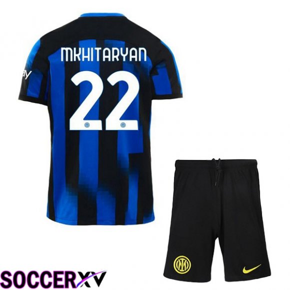 Inter Milan (MKHITARYAN 22) Kids Home Soccer Jersey Blue 2023/2024