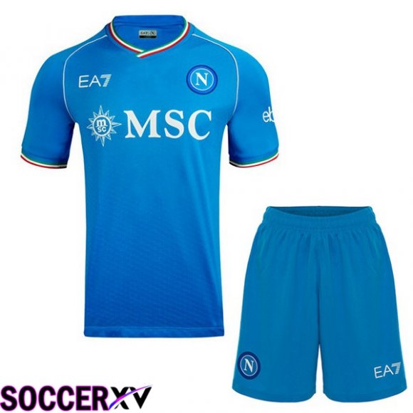 SSC Napoli Kids Home Soccer Jersey Blue 2023/2024