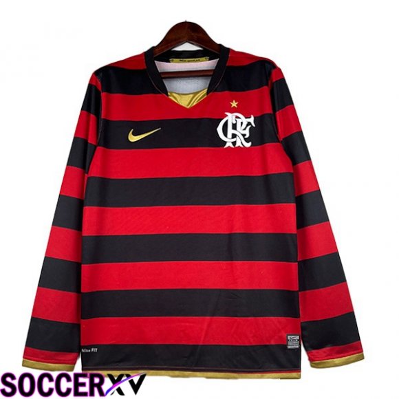 Flamengo Retro Home Soccer Jersey Long sleeve Red 2008-2009