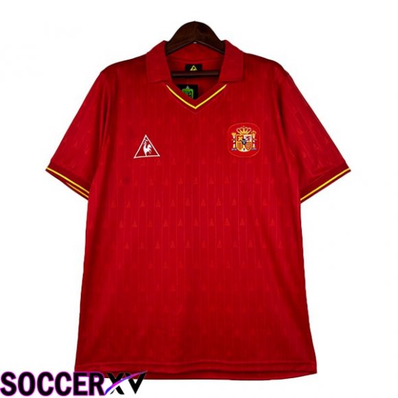 Spain Retro Home Soccer Jersey Red 1988-1991