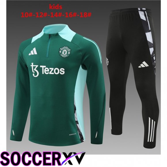 Manchester United Kids kit Training Tracksuit Green 2024/2025