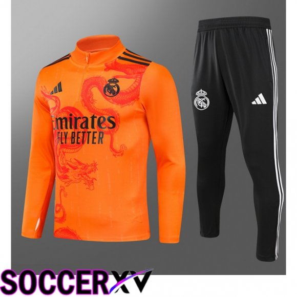 Real Madrid Kids kit Training Tracksuit Orange 2024/2025