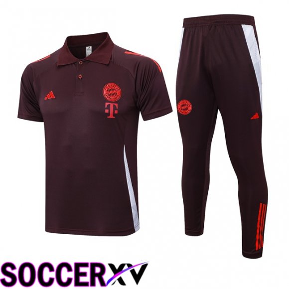 Bayern Munich Soccer Polo + Training Pants Brown 2024/2025