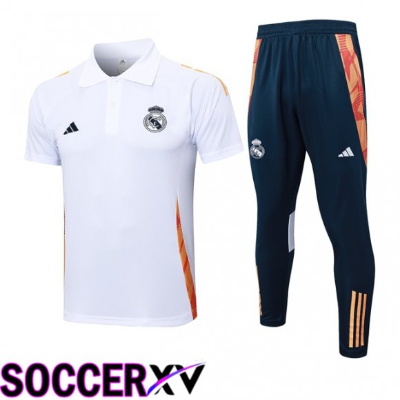 Real Madrid Soccer Polo + Training Pants White 2024/2025