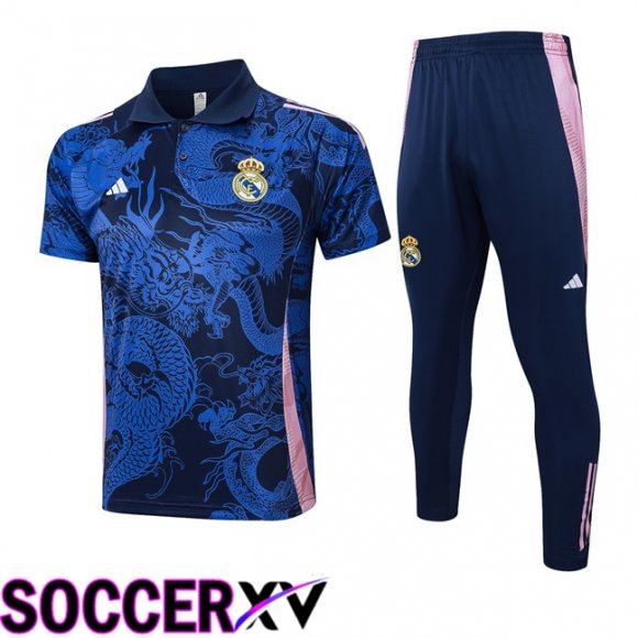 Real Madrid Soccer Polo + Training Pants Blue Royal 2024/2025