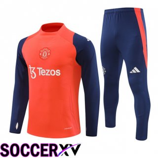 Manchester United Kids kit Training Tracksuit Orange 2024/2025