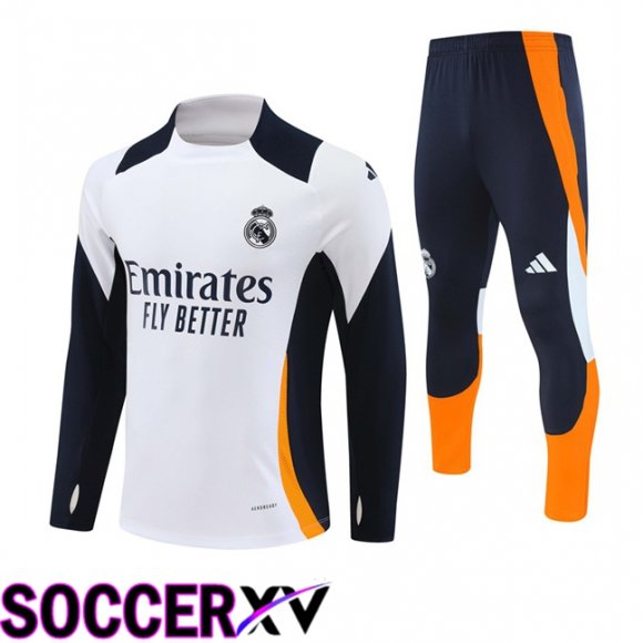 Real Madrid Kids kit Training Tracksuit White Yellow 2024/2025