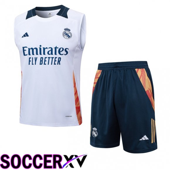 Real Madrid Gilet Soccer + Shorts White 2024/2025