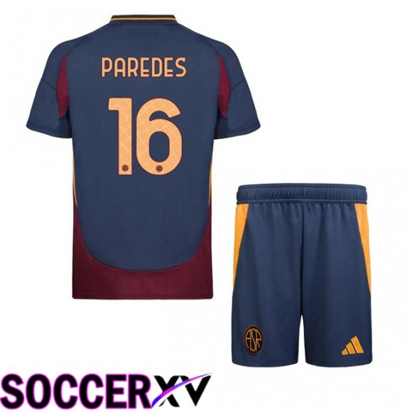 AS Rome (PAREDES 16) Kids Third Soccer Jersey Blue Royal 2024/2025