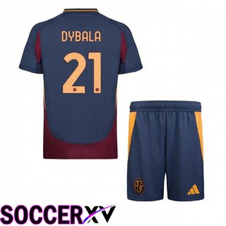 AS Rome (DYBALA 21) Kids Third Soccer Jersey Blue Royal 2024/2025