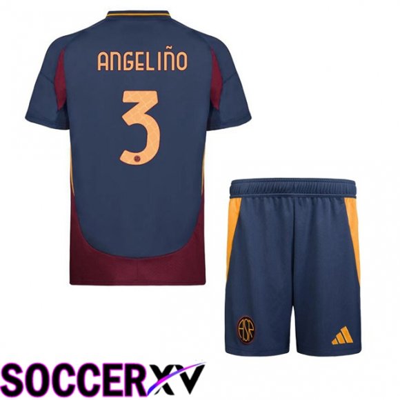 AS Rome (ANGELIÑO 3) Kids Third Soccer Jersey Blue Royal 2024/2025