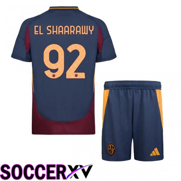 AS Rome (EL SHAARAWY 92) Kids Third Soccer Jersey Blue Royal 2024/2025